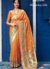 Orange Latest Collection Designer Fancy Festive Wear Heavy Pure Silk Printed Sarees 4206